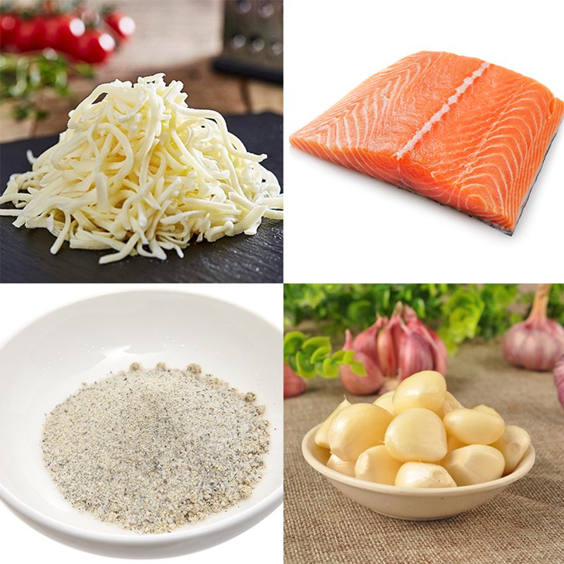 nguyên liệu lám món cá hồi nướng phô mai
